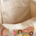 Retro 90s "Let’s Rewind" Canvas Tote Bag | Vintage Music Cassette & Boombox Aesthetic Shoulder Bag