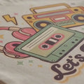 Retro 90s "Let’s Rewind" Canvas Tote Bag | Vintage Music Cassette & Boombox Aesthetic Shoulder Bag